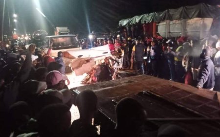 PHOTOS: Six people dead as a Toyota Probox collides head on with a truck in Kericho.