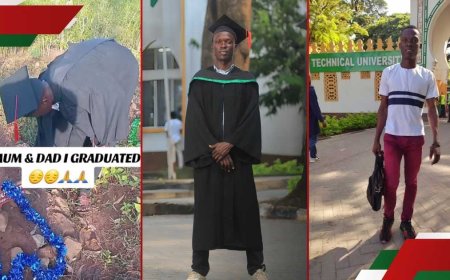 Mombasa Graduate Pays Heartfelt Tribute to Late Parents at Their Graveside