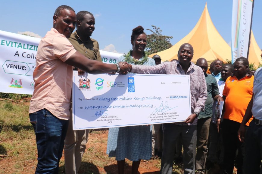 Ksh61M GEF Cheques Handed to Boost Conservation in Baringo