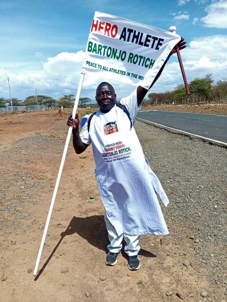 Ex-Chief Walks 65km in White Kanzu For Forgotten Late HERO Athlete Bartonjo Rotich